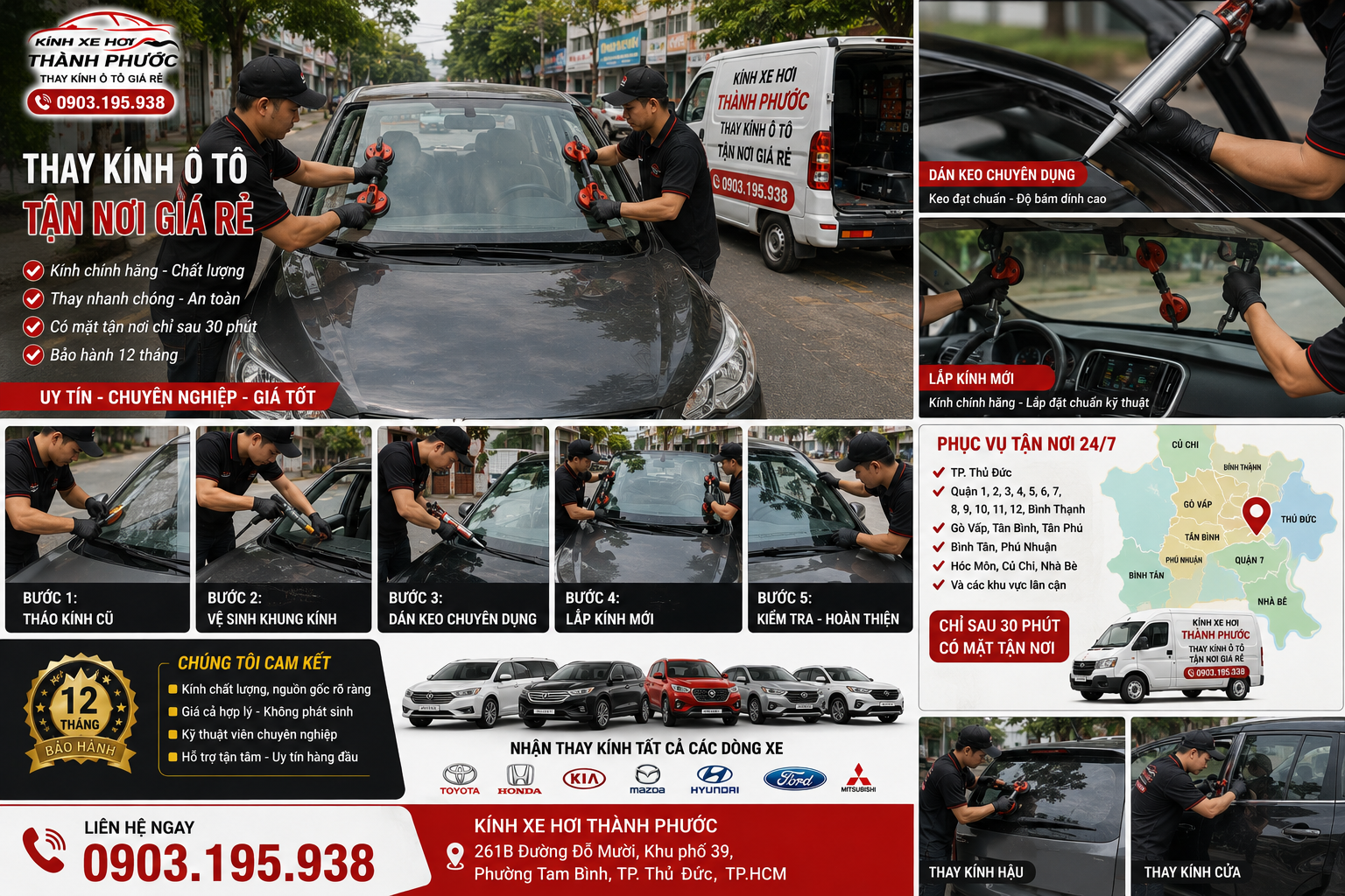THAY KÍNH Ô TÔ Ở CÁC KHU VỰC TPHCM