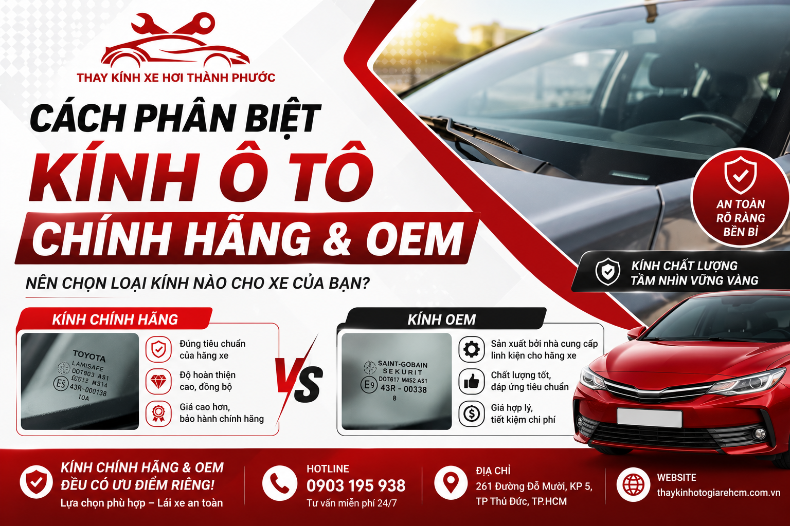 Cách Phân Biệt Kính Ô Tô Chính Hãng Và Kính OEM Chuẩn Nhất