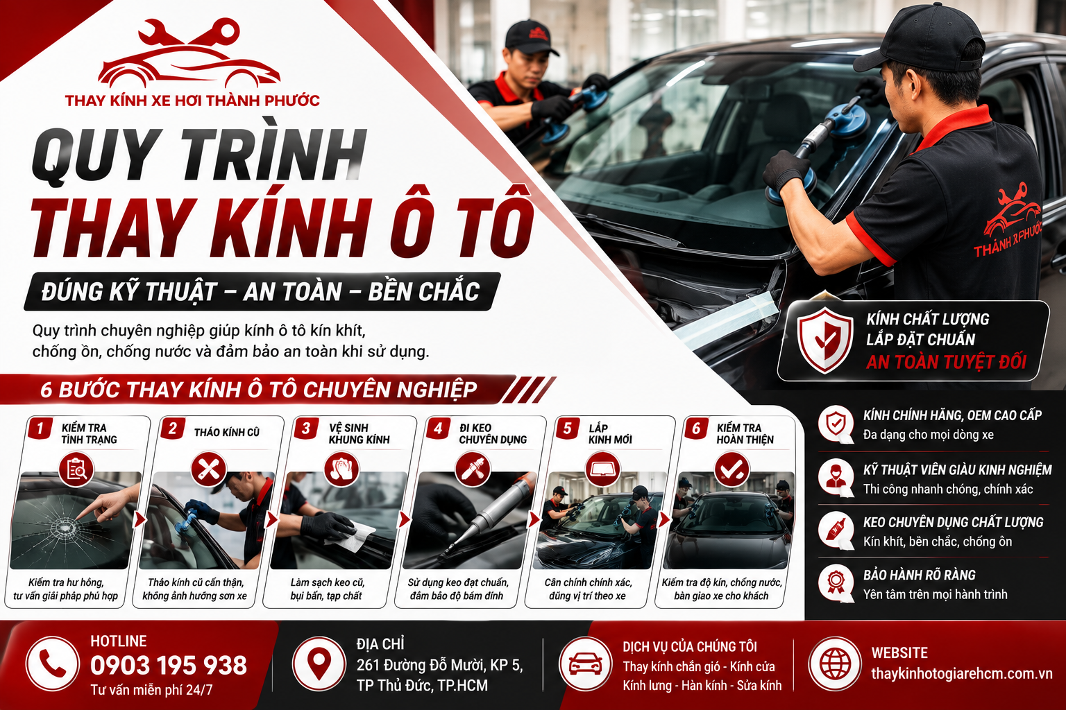 Quy Trình Thay Kính Ô Tô Đúng Kỹ Thuật Tại TP.HCM