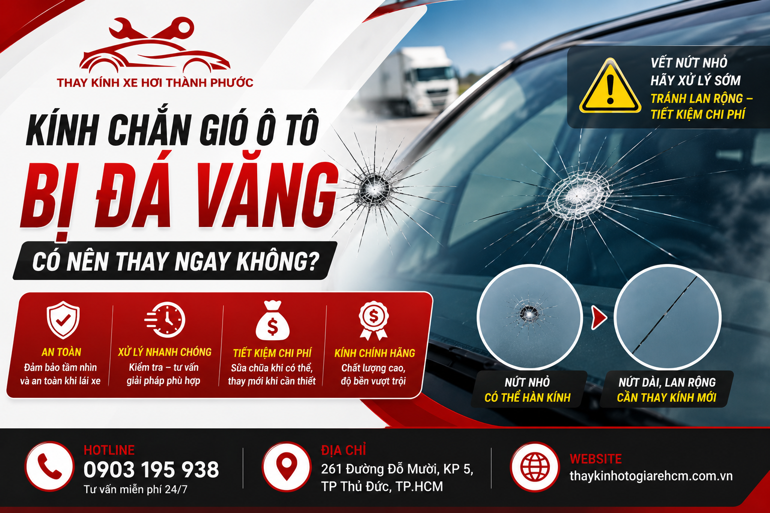 Kính Chắn Gió Ô Tô Bị Đá Văng Có Nên Thay Ngay Không? 